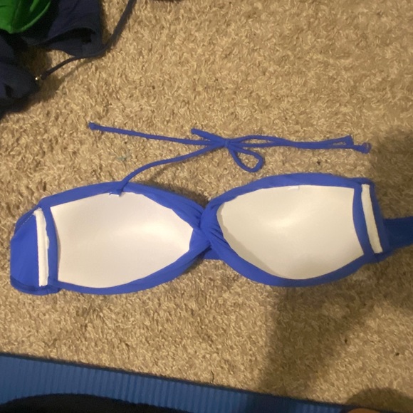 Royal blue twist front bandeau bikini top with straps - Picture 4 of 12